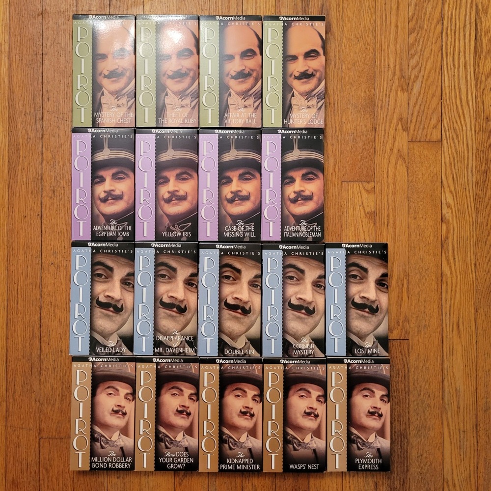 Acorn Media 18 VHS Lot Agatha Christie Poirot David Suchet Mystery Movies Gift